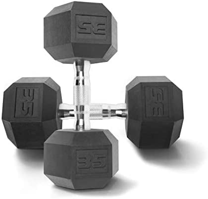 Rubber Hex Dumbbell Hand Weights With Metal Handles Black 5lbs to 50lbs 
