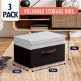 thumbnail image 5 of Ornavo Home Foldable Collapsible Large Storage Box Bins Linen Fabric Shelf Basket Cube Organizer with Leather Handles and Lid - Set of 3 - 15 x 10 x 9, 5 of 5