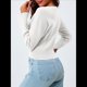 thumbnail image 4 of Suéteres Cortos para Mujer, con Botones, Larga, Cuello en V, Punto Acanalado, Corte Ajustado, Tops Cortos S, 4 of 10