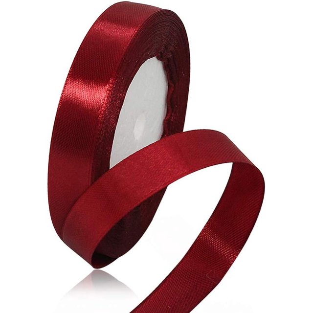 LAICAIW Solid Color Burgundy Satin Ribbon, 5/8 Inches x 25 Yards Wine Red Fabric Satin Ribbon for Gift Wrapping, Crafts, Hair Bows Making, Wreath, Wedding Party Decoration and Other Sewing Projects