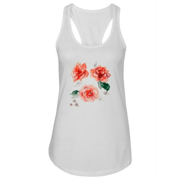Watercolor Roses. Tank Women -Image by Shutterstock, Female Small