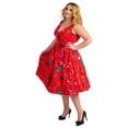 thumbnail image 3 of Miss Lavish London Women's Plus Size Dresses Retro Floral Rockabilly 40s and 50s Vintage Fashion [GALAXY-RED-20], 3 of 5