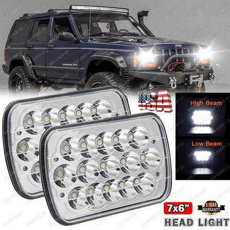 BRIGHTEST 5x7" LED Headlights For Jeep 1986-95 Wrangler YJ 1984-2001 Cherokee XJ