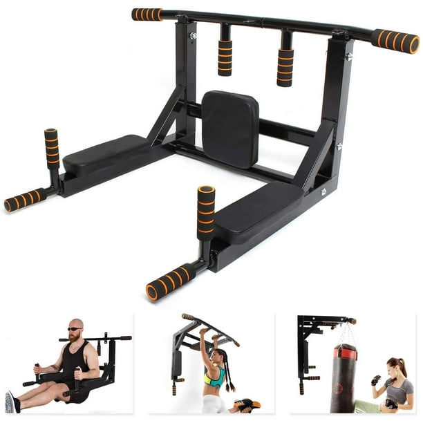 Leogreen Wall Mounted Pull Up Bar, 2 in 1 Chin Up Bar, Dip Station for ...