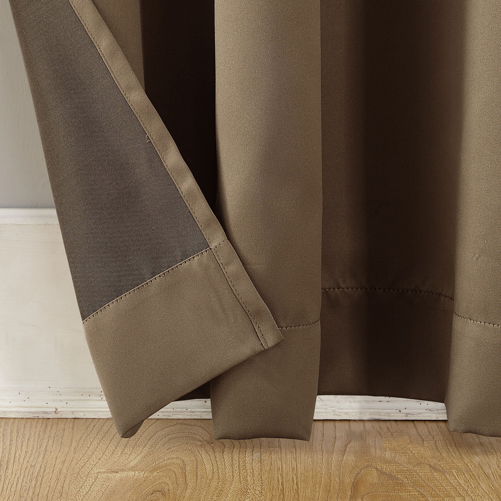 Sun Zero Kylee Energy Efficient Room Darkening Rod Pocket Curtain Panel, 54" x 95", Mocha Brown