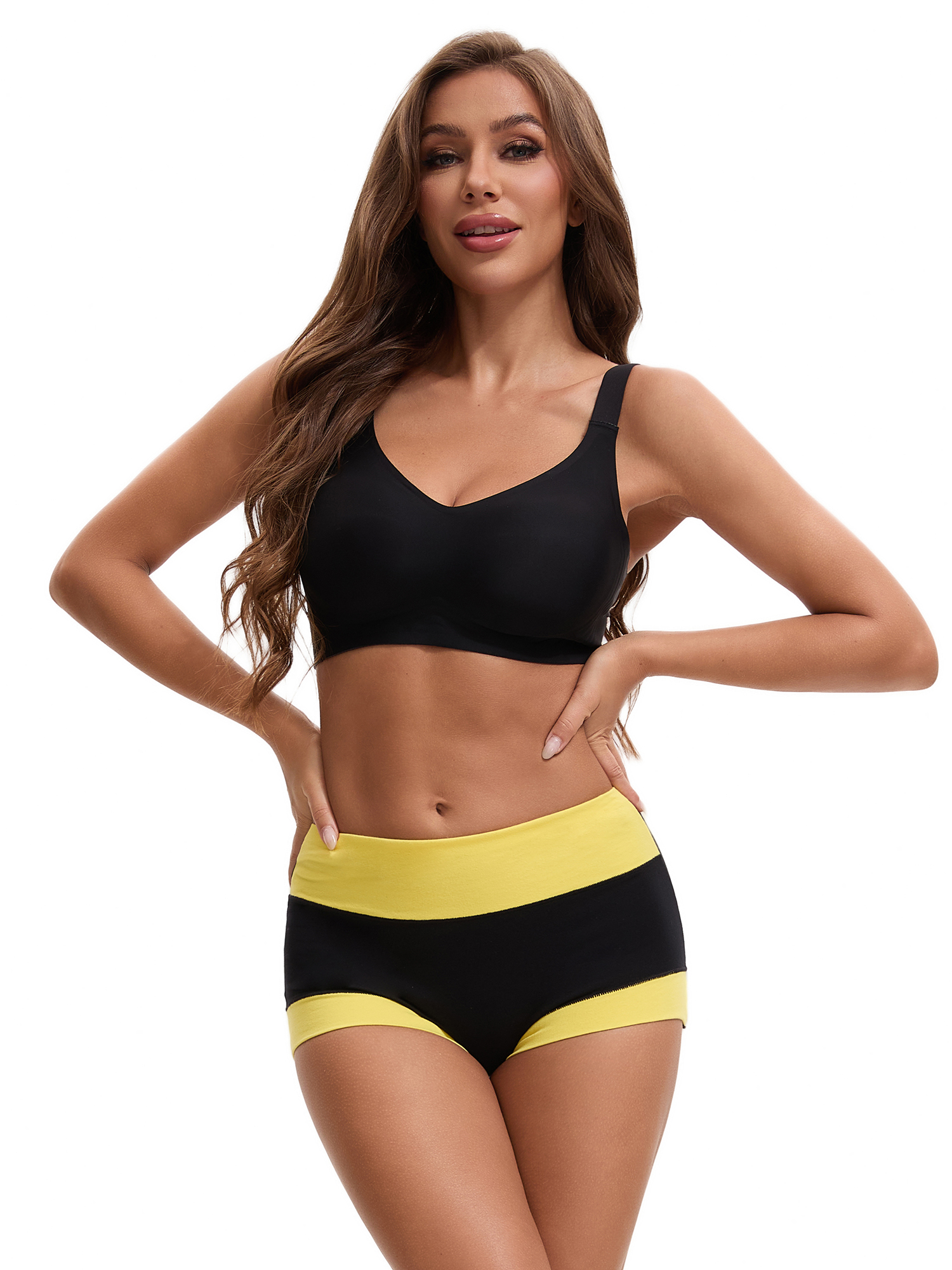 Unique Bargains Women's High Waisted Loose Classic Full Coverage Briefs M Yellow