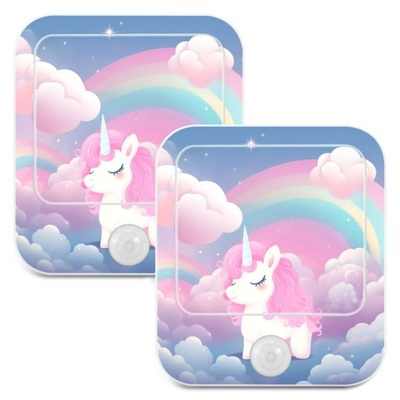 Unicorn Clouds in Rainbow Night Lights Plug into Wall LED with Auto Light Sensor Warm Light for Kids Hallway Bedroom Living Room Kitchen Bathroom Set of 2