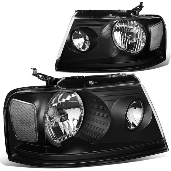 DNA Motoring For 04-08 Ford F150 06-08 Lincoln Mark LT  All Black Clear Headlight Pair