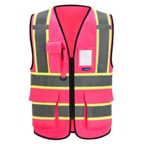 AYKRM Pink High Vis Reflective Safety Vest for Women Men Security Pocket Zipper