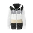 thumbnail image 3 of POIUYTR Womens Fuzzy Fleece Jacket Oversized Color Block Sherpa Hoodies Winter Warm Zip Up Outerwear Coat With Pockets, 3 of 5
