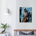 thumbnail image 3 of JEUXUS Abstract Jazz Musician Framed Canvas Wall Art Saxophone Musical Instrument Picture Giclee Retro Artwork Home Decor Stretched and Framed for Bedroom Living Room Dance 16x20in 12x16 in, 3 of 4