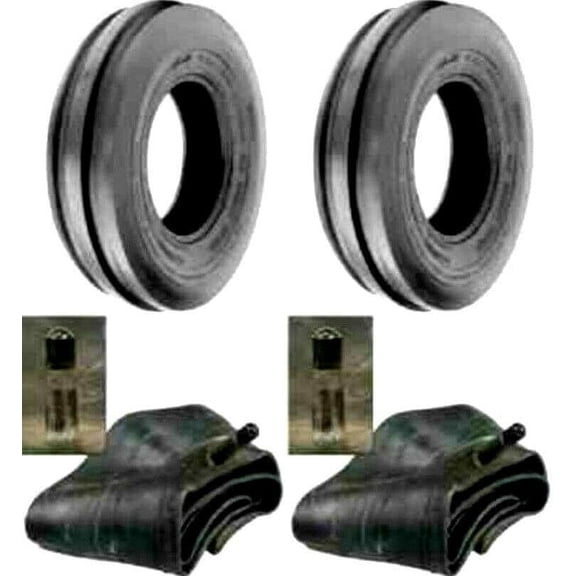 3.50-6 Tri-Rib Tractor Tires with Tubes, 4-Ply, Front Farm Implement, Set of 2