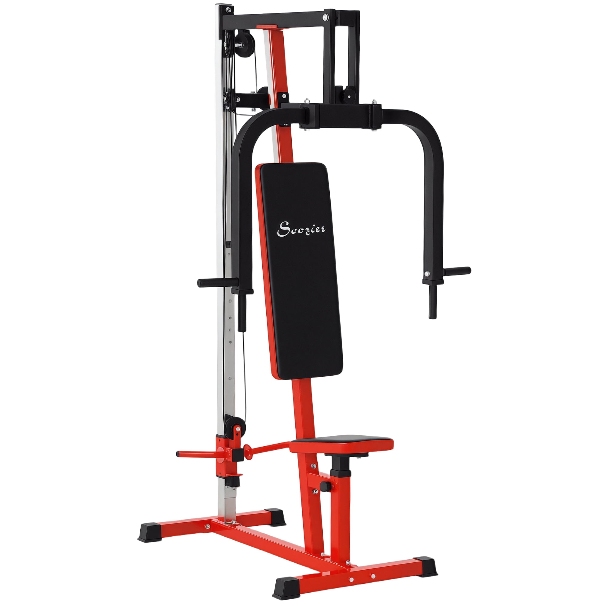 Soozier Chest Fly Chest Press Machine for Back, Pectoral, Rear Deltoid and Shoulder Training, Red