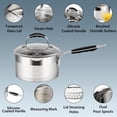 thumbnail image 5 of Rorence 2.5 QT Stainless Steel Saucepan with Straining Glass Lid, Cooking Pot Sauce Pan with Silicone Coated Handles and Pouring Spouts, Induction Compatible, 5 of 8