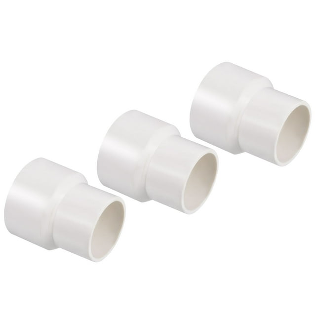 Unique Bargains 50x40mm PVC Raccord de Tuyau Raccord Droit, Blanc 3 Pack