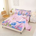 thumbnail image 2 of Manfei Sweet Initial T Print Bed Sheets,Cartoon Flower Full Size Sheets,Multicolored,4pcs, 2 of 6