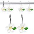thumbnail image 3 of SHAR Crochets de Rideau de Douche Fleurs Blanches - Pack de 12, Métal et Résine, Anneaux en Acier Inoxydable pour Rideaux de Douche, 3 of 4