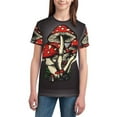 thumbnail image 2 of Honeii Red Mushrooms Print Youth Short Sleeve T-Shirt,Boys Athletic Shirt,Quick Dry Short Sleeve Performance Moisture Wicking T Shirt, 2 of 6