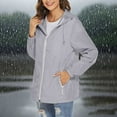 thumbnail image 5 of Samickarr Windbreaker Jacket for Women Zipper Drawstring with Pockets Rainproof Long-Sleeved Hooded Raincoat, 5 of 8