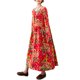 thumbnail image 1 of Vestido floral suelto vintage para mujer Vestido de fiesta con bolsillos de manga larga para ot MABOTO Vestido de mujer, 1 of 7