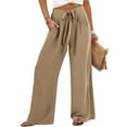 thumbnail image 4 of Patlollav Womens Casual Wide Leg Pants Solid Waist Bandage Loose Long Pants with Pocket, 4 of 6