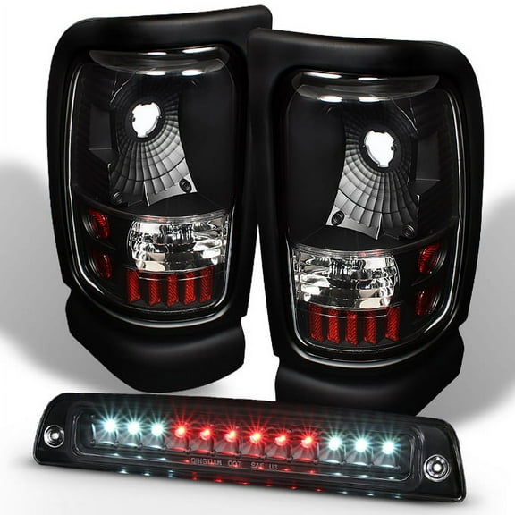 AKKON - For 1994-2001 Dodge Ram 1500 2500 3500 Black Tail Lights   LED 3rd Brake Light Lamp Combo