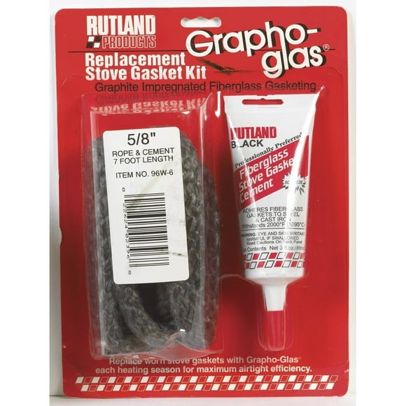 Rutland Products Rutland 96W-6 Grapho-Glas Rope Gasket Replacement Kit, 5/8-Inch by 7-Feet, 5/8" X7', Black