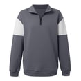 thumbnail image 4 of Telankuip Men's Lightweight Quarter Zipper Neck Sweatshirts Loose Fit Color-Block Long Sleeve Pullovers Casual Windbreaker Thermal Tops for Running Sports and Fitness Grey S, 4 of 5