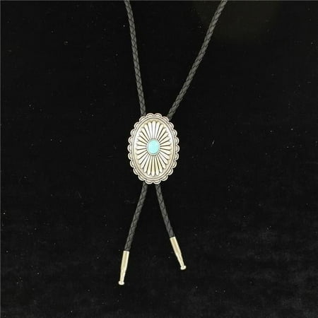 Ariat 22107 Oval Flower Concho with Turquoise Slide Silver Bolo Tie