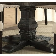 Acme Nolan Pedestal Round Dining Table, White Marble & Weathered Black. (Chairs Separately) Indoor 54W x 54L x 30H