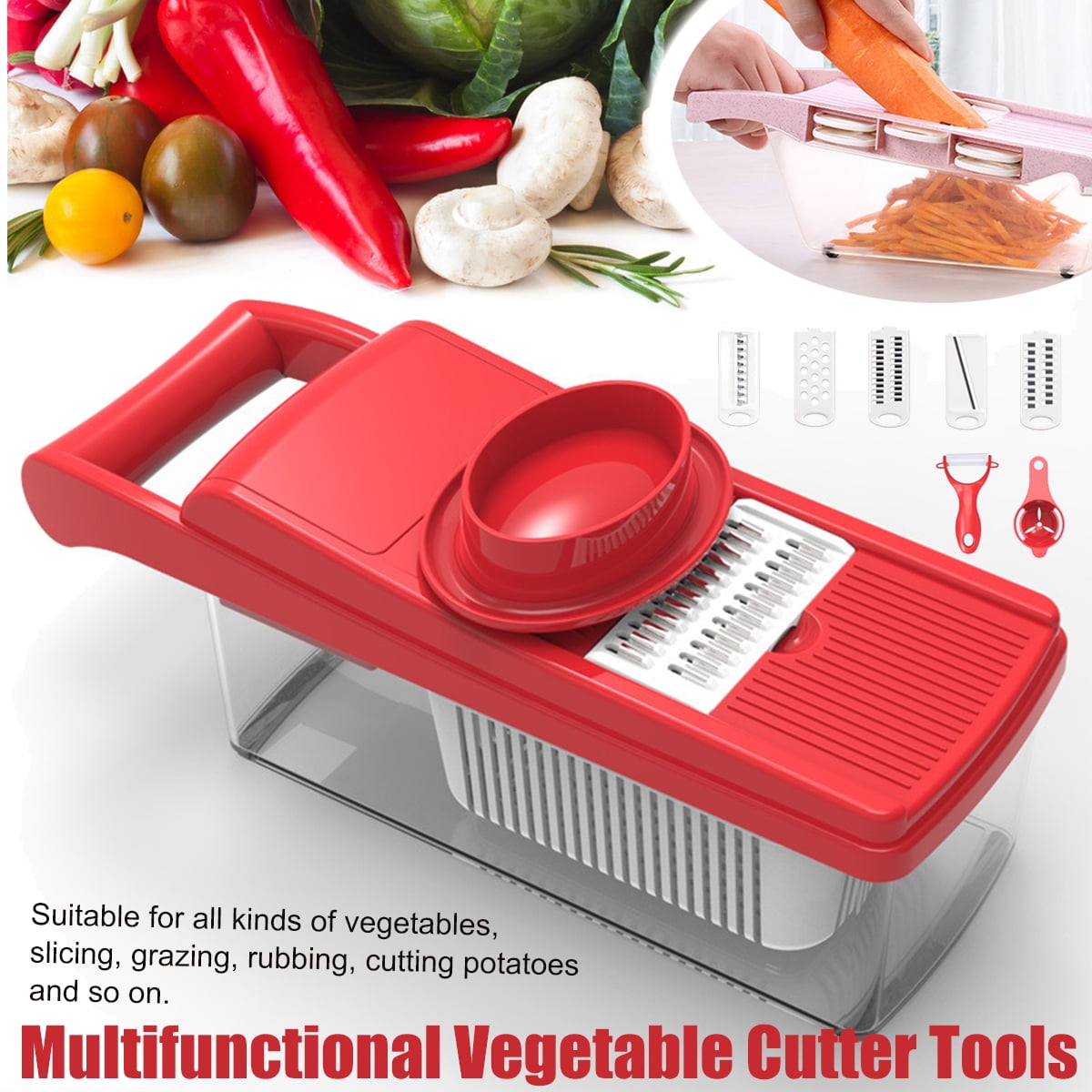 Vegetable Slicer Vegetable Cutter Grater Slicer with 6 Interchangable