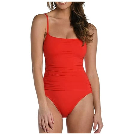 Blphud Womens Swim Dresses Bathing Suits Transparent Bikini Hot Sexy Underwear Women s Sexy Ruched Side Bathing Suit Scoop Neck Spaghetti Strap Swimsuits Women s Transparent Bikini Red XXL