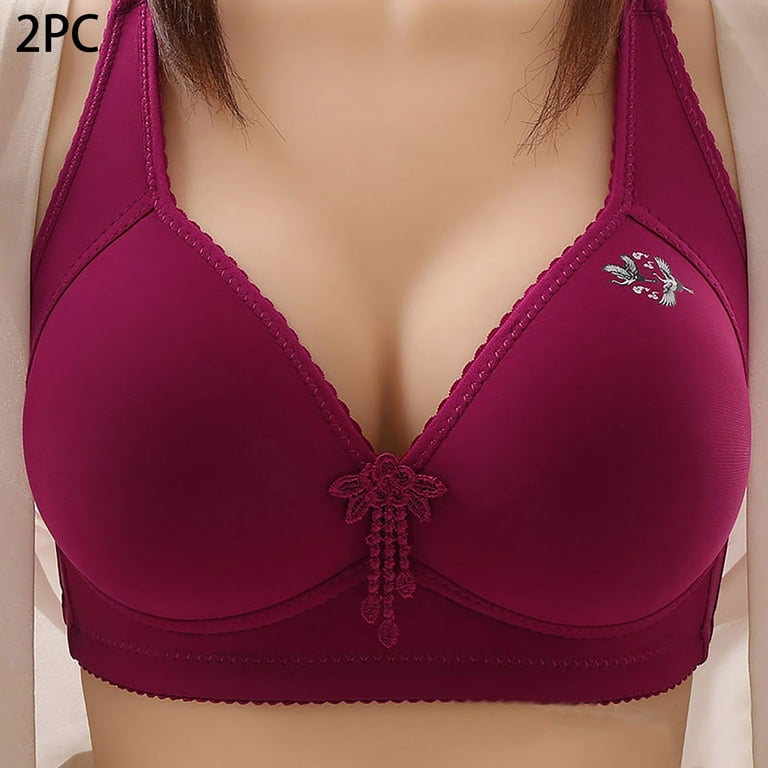 2PC Lace Bras for Women Push Up Beauty Back Solid Everyday Bras for Saggy  Breasts Full Coverage Wireless Bras