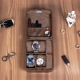 thumbnail image 2 of KAMIER Watch Case with Combination Lock - 4 Watch Storage and Jewelry Organizer - Watch Travel Case for Ring and Watch Storage, PU Leather Travel Watch Case, Ideal for Gift (With Gift Box), Brown, 2 of 5