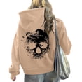 thumbnail image 3 of Womens Skull Bird Graphic Hoodie Long Sleeve Drawstring Pullover Sweatshirt with Pocket for Gothic Winter Streetwear Casual Sweatshirts, 3 of 6