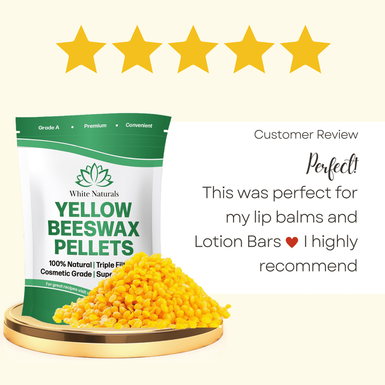 100% Pure Yellow Beeswax Pastilles Pellets Triple Filtered Refined Odorless  Cosmetic Grade Lip Balm, Cream, Hair Products, Candle & Craft 