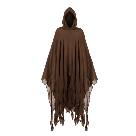 LEKWK Grim Reaper Costume Medieval Renaissance Hooded Cloak Vintage Gothic Witch Wizard Robe Halloween Cosplay Dark Fantasy Cloak