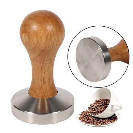 Press Base - WALFRONT 1Pc Wooden Handle Stainless Steel Espresso Coffee Tamper Press Tool with 58mm Flat Base Hot, Espresso Tamper, Stainless Steel Tamper