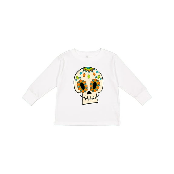 Inktastic Smiling Sugar Skull for Day of the Dead Boys or Girls Long Sleeve Toddler T-Shirt