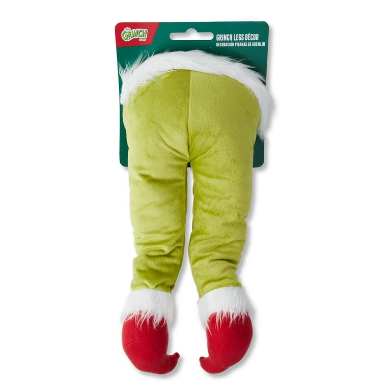 Dr. Seuss' How The Grinch Stole Christmas Grinch Furry Plush Leg Christmas Décor 12.6 inch by Ruz - Green with Red Santa Boots