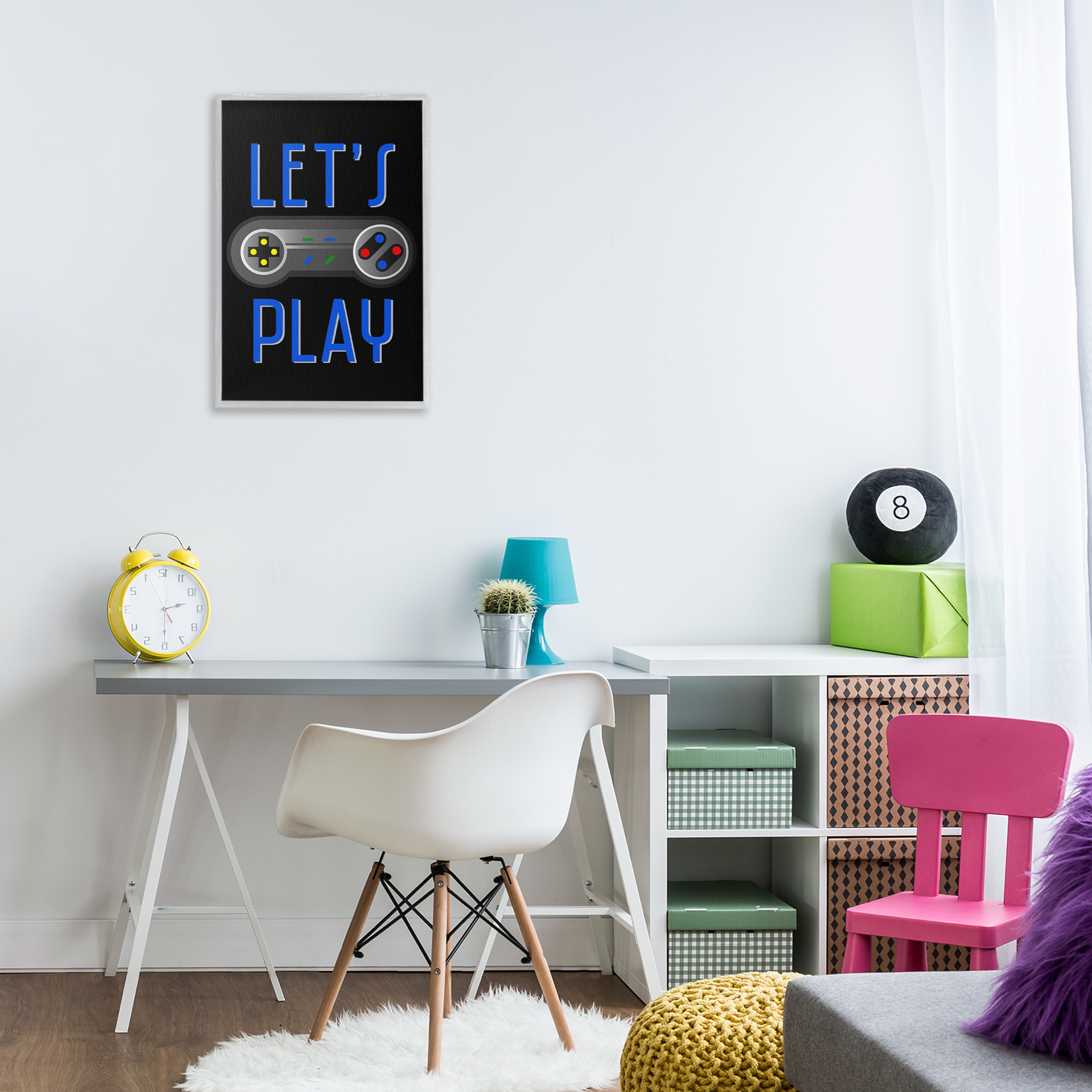 Stupell Industries Vintage Lets Play Games Typography Painting Gray Framed Art Print Wall Art, 16 x 24