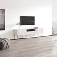 thumbnail image 3 of Leaf 01 TV Stand for TVs up to 80", Mid-Century Modern High Gloss 71" Entertainment Center, TV Media Console with Storage Cabinets, 3 of 5