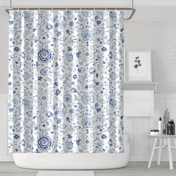 Pioneer Flower Floral Print Pattern Shower Curtain 84”x72", Bathroom Decorative Shower Curtain Set with 12 Hooks, Waterproof Washable