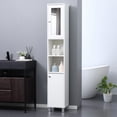 thumbnail image 2 of Wooden Cabinets, kleankin Tall Bathroom Storage Cabinet with Mirror, Wooden Freestanding Tower Cabinet with Adjustable Shelves, for Bathroom, or Living Room, White, White Living Room Cabinets, 2 of 9