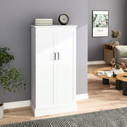 47 Kitchen Pantry Cabinet, White Buffet Cupboards Sideboard with Doors & Adjustable Shelves, Kitchen