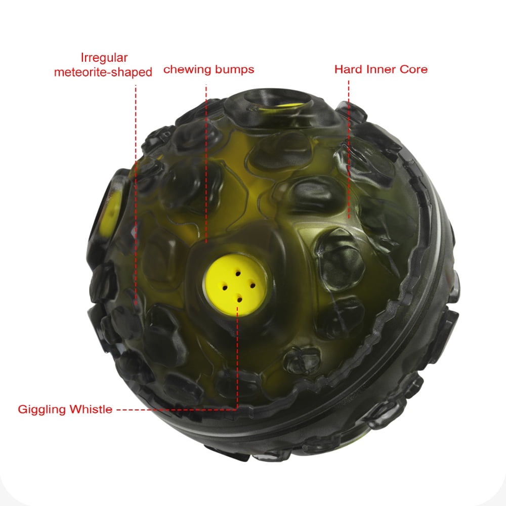 Goaxuzt Dog Ball for Aggressive Chewers Giggle Chew Interactive Toy for Medium Large Dogs, Yellow