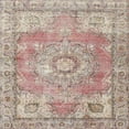 thumbnail image 1 of Ahgly Company Indoor Square Traditional Orange Salmon Pink Medallion Area Rugs, 3' Square, 1 of 6