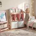 thumbnail image 2 of Qaba Toy Storage Unit with Book Display, Shelves, Fabric Drawers, Pink, 2 of 10