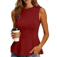 thumbnail image 3 of Peplum Tank Tops for Women Business Casual Sleeveless Tunic Blouses Dressy Summer Office Work Outfits( Wine, M ), 3 of 7