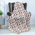 thumbnail image 4 of Ice Cream Soft Flannel Fleece Throw Blanket, Summer Pattern with Hand-drawn Cones Ice Cream Toppings with Watercolor Spots, Cozy Plush for Indoor and Outdoor Use, 70" x 90", Multicolor, by Ambesonne, 4 of 5